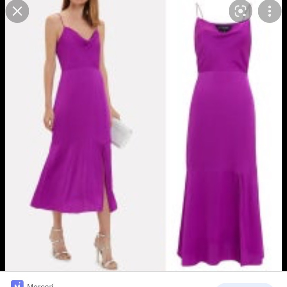 Intermix Silk Midi Fuchsia Dress